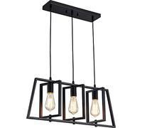 3 Lamp Dining Room Hanging Lights American Iron E26 Chandelier, 39.4inch Hanging Wire Adjustable, Creative Black Retro Living Room Decoration Pendant Light