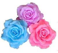 3 Large Beautiful Edible Sugar 3D Rose Flowers, (not wired); 8cm each Handmade; Wedding/Anniversary, Birthday, Mother's Day, Etc Cake Toppers/Decorations (Light Blue/Baby Blue)
