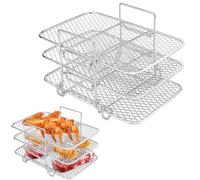 3 Layer Air Fryer Rack, Stainless Steel Air Fryer Three Layer Cooking Rack, Multi-Purpose Air Fryer Accessories, Suitable for Double Basket Air Fryer, Roasting Oven, Microwave