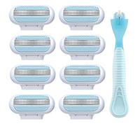 3 Layer Blade Design for Women's Razors 8-Pieces Compatible with Venus Razors for Women Refill Smooth Razor Comfort Edge for Women Shaving Washable Easy to Replace (with Handle)
