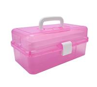 3 Layer Clear Storage Box | Organizer for Art/Cosmetics (Red)