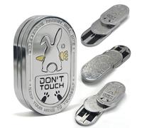 3-Layer Desperate Rabbit Fidget Slider, Stainless Steel EDC Fidget Toys Adults with Clicking Sound & Magnetic Feedback, Best Gadgets for Men & Fidget Toy Collectors (Silver)