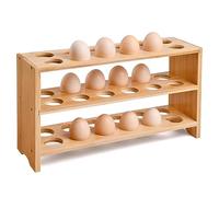 3 layer Egg Storage Rack Organizer for Countertop - Bamboo Kitchen Egg Holder Basket for Fresh Eggs, Egg Container for Chicken Coop Accessories