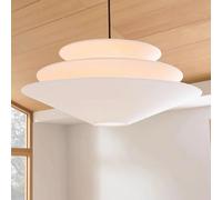 3-layer Fabric Pendant Light Dining Room White Chandelier, 3-Color Dimmable Light Fixture French Cream-style Chandeliers Ceiling Light, Modern Art Deco Bedroom Hanging Lighting For Kitchen Island