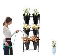 3-Layer Floral Cart Rack - Bouquet Display Stand with Buckets Stepped Design Non-Cracking Easy to Clean Recyclable for Garden Balcony Patio Decor