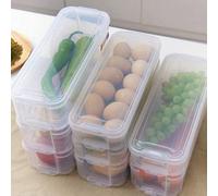 Thrink 3 Layer Fridge Freezer Storage Box | Kitchen Cabinet Organizer | Stackable Boxes with Lids | clear in design | Slimline Design | 1 Deeper Box 8 x 30 x 11.5cm and 2 Shallow Box 6 x 30 x 11.5cm