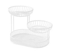 3 Layer Fruit Basket Metal Mesh Fruits Stand for Dining Room Table Farmhouse White 26x32cm