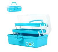 3- Layer Household Organiser Case, Lockable Portable Medicine Storage Box with Handle, First Aid Cabinet for Emergency Drug Storage, Blue