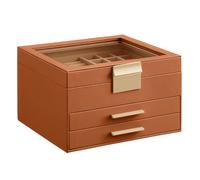 3-Layer Jewellery Box, Caramel Brown + Gold / 3-Layer