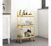 3-Layer Metal Salon Trolley with Brake | Beauty Storage Cart | Professional Service Trolley | 45x25x81CM | Stylish Gold/Black/White Finish for Salons & Spas