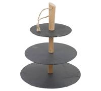 3 Layer Natural Slate Food Stand Round EONLION Black One Size