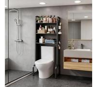 3-Layer Over-The-Toilet Storage Shelf Adjustable Bathroom nizer Multi-Functional Shelving Unit for Balconies Black Bathroom Cabinet Space-Saving Solution