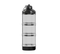 3-Layer Protein Powder Container with Funnel & Keychain, 50g Capacity Portable Supplement Dispenser, Leakproof Clear Stackable Organizer for Gym Travel Workout, BPA-Free Plastic (Black)