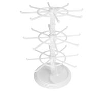 3 Layer Rotating Jewelry Display Stand Earring Bracelet Necklace Trinket Storage Rack Scrunchie Tray Desktop Organizer for Necklaces Bracelets(White)