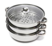 3 layer Steamer Stainless Steel Steamer, 27.6cm×16cm 3 Tier Food Steamer Stainless Steel Pans Cooking Steam Food Veg Pot Multifunctional Stainless Steel Pot with Glass Cover for Hot Pot