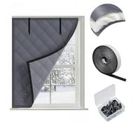 3 Layer Thermal Insulation Kit for Windows, Waterproof Windproof Cover Reusable Draft Blocker for Winter, Heavy Cotton Lined Window Blanket for Home Bedroom Living Room(Gray,80x90cm/31.5x35.4in)