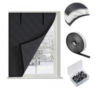 3 Layer Thermal Insulation Kit for Windows, Waterproof Windproof Cover Reusable Draft Blocker for Winter, Heavy Cotton Lined Window Blanket for Home Bedroom Living Room(Black,80x90cm/31.5x35.4in)