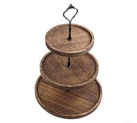 3 Layer Wooden Cake Stand Tiered Dessert Tower for Afternoon Tea Cupcakes Cookies - Stable Food Serving Platter Wedding Birthday Decor 28cm(B)