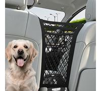 3 Layers Car Mesh Organizer,Dog Car Barrier,Four-Side Elasticity Auto Seat Back Net Bag Between Front Seats,Portable Kid Dog Pet Net Barrier,Universal CarMesh Pocket,Tissue Purse Holder (Black)