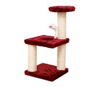 3-Layers Cats Scratching Post Sisal Rope Three Pillars For Kitten Grind Claw Cat Climbing Frame Posts Toy Pet Furniture Supplies(Wine Red)