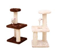 3-Layers Cats Scratching Post Sisal Rope Three Pillars For Kitten Grind Claw Cat Climbing Frame Posts Toy Pet Furniture Supplies(Coffee)
