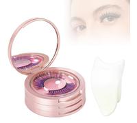 3 Layers Eyelash Storege Box with Mirror Circle Eyelash Holder Case with Lashes Trays & New Lash Clip Applicator Eye Makeup Tool for Women Girls Travel Case Pink