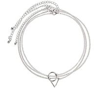 3 Layers Geometric Circles Triangle Pendant Necklace,Multi-Storey Chain Choker Necklace for Women Silver ColorPractical design and Durable