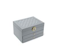 3 Layers Lockable Jewellery Storage Box With 2 Drawers JFY Grey One Size