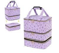 3-Layers Nail Polish Organizer Bag 84 Grids Large Capacity Essential Oil PU with Handle Lamp Case Gel(Purple)