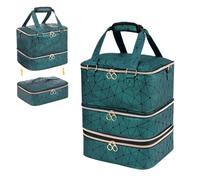 3-Layers Nail Polish Organizer Bag 84 Grids Large Capacity Essential Oil PU with Handle Lamp Case Gel(Green)