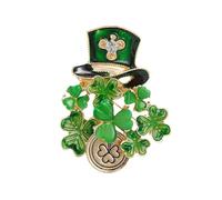 3 Leaf Shamrock St Patrick's Day Brooch Pin Gold Plated Lucky Clover Lapel Pin Badge Enamel Green Hat Vintage Fashion Celebration Breastpin Corsage for Hat Bag Suit Tie Backpack Jewelry