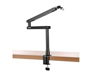 3 Legged Thing Steve Microphone Boom Arm - Compact Desk Mount Mic Stand with Removable Riser, 2kg Capacity, 360° Rotation, Cable Management, Clamp & Grommet Mount for Streaming Podcast