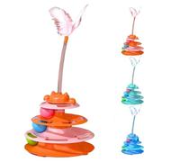3-Level Cat Toy Roller with 3 Colorful Balls - Interactive Kitten Puzzle Toy for Mental & Physical Exercise, Fun DIY Circle Track for Indoor Play (Orange)