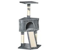 PawHut Cat Tree with Condo and Ramp - Grey, Grey