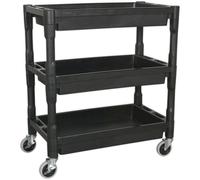 3 Level Composite Workshop Trolley - 60kg Per Shelf - Impact Resistant Plastic