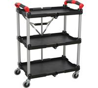 3 Level Folding Workshop Trolley - 670 x 430 x 855mm - 25kg Per Shelf - Foldable