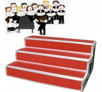 3 Level Red Carpet Choral Riser, Commercial Stair Riser Platform, Public Seating Stool/Standing Treads Staircase for Performances, Speeches, Award Podium Staircase