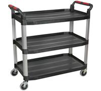 3 Level Wheeled Composite Workshop Trolley - 1140 x 513 x 960mm - 40kg Per Shelf