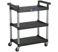 3 Level Wheeled Composite Workshop Trolley - 800 x 410 x 930mm - 30kg Per Shelf