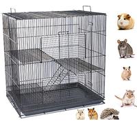 3-Levels Easy Collapsible Ferret Chinchilla Sugar Glider Rats Mouse Animal Critter Chew-Proof Metal Carrier Travel Cage with Narrow 3/8-Inch Bar Spacing Easy to Clean No Tools Needed Easy Storage
