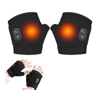 3 Levels Rechargeable Hot Fingerless Work Gloves, USB Heated Gloves, Gifts (E-black)