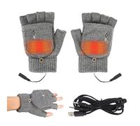 3 Levels Rechargeable USB Heated Gloves, Fingerless Work Gloves, Battery Powered for Warmth - Gifts (C-Grey)