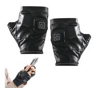 3 Levels Rechargeable USB Heated Gloves - Fingerless Work Gloves With Battery - Gift Idea (B-Black, 12.5cm x 13cm)