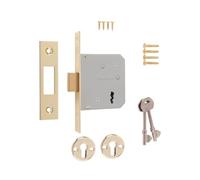 3 Lever Deadbolt Mortice Door Lock - High Security Lock with Keys - Suitable for Wooden Internal & External Doors - Easy to Install (Brass Effect - Boxed, 2½" (64mm))