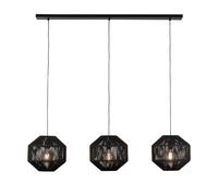3 Light Black Wicker Design Shade Ceiling Fitting Mounted Indoor Pendant Light