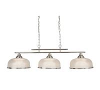 Searchlight 3593-3SS Bistro II Three Light Ceiling Bar Light in Satin Silver with Glass Shades