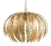 3 Light Ceiling Pendant FLORAL GOLD Shade Hanging Feature Lamp Bulb Chain Rose Loops Multi One Size