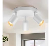 3-light Ceiling Spotlight Fixture, Round Chassis Gu10 Base Lamp Rotatable Ceiling Spotlight, Track Fixture Wall Lamp Directional for Kitchen, Bedroom, Picture Wall(22cm/8.6", White)