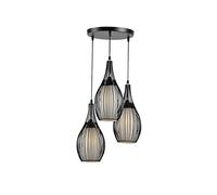 3-light Chandelier, E27 Black Pendant Lights Fixtures Industrial Metal Cage Hanging Lamp Home Iron Ceiling Illumination Kitchen Island Dining Room Bar Suspension Lantern Fitting