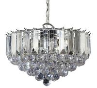 3 Light Chandelier Pendant Chrome Clear Shade Hanging Ceiling Feature Lamp Bulb